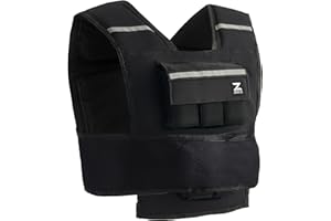 ZELUS Gilet Lesté 5kg/10kg/15kg/20kg Barre de Poids Réglable Veste Lestée de Course Entraînement pour Hommes Femmes Musculation Exercice Sports Gym Fitness Intérieur Extérieur, Noir