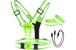 ICOCOPRO Gilet de sécurité LED Vélo Gilet réfléchissant丨Veste de Course Gilet Lumineux pour Femmes Hommes enfants丨USB Rechargeable Gilet réfléchissant丨Lumière de Course Jogging Réflecteurs