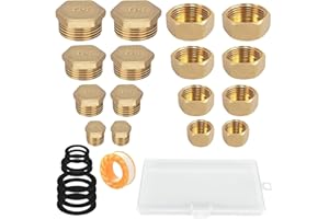 VIMMVID 16 Stück Blindstopfen Wasserleitung, Rohrstopfen1/8 1/4 1/2 3/8 Zoll Innen Und Außengewinde Mit Aufbewahrungskiste Verschlusskappe Kann In Garten Wasserleitung Bädern Küchen Usw Verwendet Werden