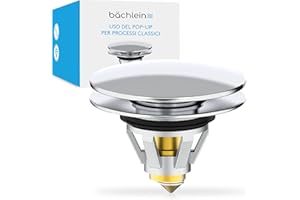 Bächlein Tappo universale per lavandino pop up, filtro di scarico cromato per lavabo, 40 mm, tappo a valvola con filtro per capelli
