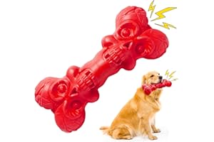 ZOYBIS Zabawka dla psa dla agresywnego żucia, duża, średnia, prawie niezniszczalna, super gryzak, zabawki dla psa, piszczący pies, urodzinowa zabawka, szczoteczka do zębów dla psa, interaktywne, wytrzymałe, trwałe zabawki dla psów, kauczuk naturalny (czerwony)