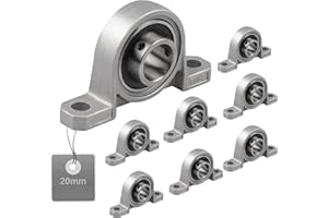 EXLECO KP004 łożysko stojące, 8 szt. 20 mm, łożysko kopertowe, koło kołnierzowe, poziome łożysko wałkowe ze stopu cynku, blok łożyskowy do maszyny wału osi, drukarki 3D