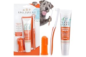 WEILAOK Dentifricio per Cani Tartaro, Dentifricio e Spazzolino per Cani, Spazzolino Denti Cane, Aroma di Manzo, Protegge la Salute Orale del Tuo Animale domestico, Per Cani o Gatti, 3 Pezzi