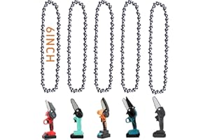 APKOL 5 Pcs Chaine de Tronconneuse 6 in, 1/4"LP, 37 Drive Links, pour mini tronçonneuse, compatible avec toutes les chaînes de tronçonneuse de 6 pouces pour la menuiserie, l'aménagement