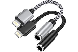 OCBUO Lightning auf 3,5mm Klinke Adapter, 2 Pack iPhone Aux Adapter [MFi Zertifiziert] iPhone Kopfhörer Adapter kompatibel mit iPhone 14 Pro Max/14 Plus/14/13/12/11/SE/XS/XR/8, Dongle Audio Kabel Splitter