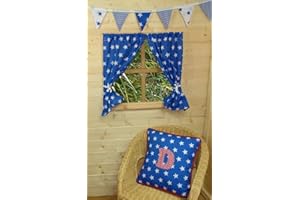 GooseBoose BOYS PLAYHOUSE CURTAINS ~ BLUE STARS ~ WITH TIE-BACKS & FITTINGS ~ WENDY HOUSE DECORATION