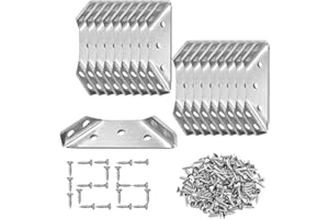 DYMHQ 18 Pezzi Connettori Angolari Triangolari in Acciaio Inox, Servizio Pesante Supporti Trapezoidale di Angolo con 126 Viti, Universale Staffa Triangolari a Forma per Armadi Tavoli Sedie Legno