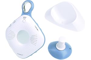 Sunstech RPSW20WT - Radio portatil de ducha con espejo, incluye ventosa, color blanco/azul