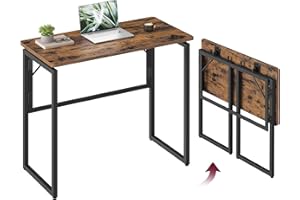 VASAGLE Fällbart bord, litet skrivbord, hopfällbart, datorbord, bordsskiva i ett stycke, rundade hörn, bord för hemmakontor