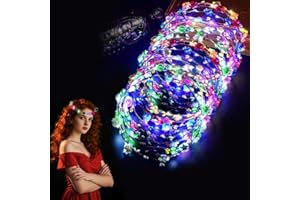 HuaMuDM 16 Pcs LED BlumenHaarband,Haarkranz Leuchtend,Leucht Tiara Haarschmuck, LEDstirnband Mädchen，Leuchtende Blumenkronen