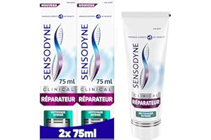 SENSODYNE - Dentifrice Professional Réparateur - Cliniquement Prouvé pour Soulager la Sensibilité Dentaire - Commence à Réparer Dès 2 Min - Nettoyage Intense - Menthe Poivrée & Eucalyptus - 2 x 75 ml