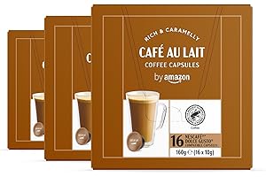 By Amazon Café con Leche en Cápsulas compatibles con Dolce Gusto, Tueste claro, Caffee Latte, 48 porciones (3 paquetes de 16)