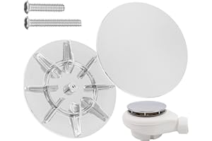 Abdeckhaube für Duschabfluss, Ø 115 mm, passend für viele Abflussgarnituren in Dusche, Badewanne, mit M4x18 und M4x25 Schraube, Duschablauf Deckel, Abdeckung Dusche Ablauf, verchromtes ABS Haube