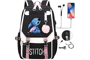 Metaparty Sac à Dos Stitch, Sac à dos pour Enfants, Sac à dos d'école Sac à Dos Scolaire, aux Enfants Adolescents avec 2 USB pour Garçons Filles