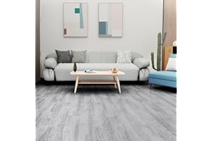 FLOREXP Vinyl Flooring - Lino Flooring,Peel & Stick Floor Tiles Self Adhesive Floor Tiles,2mm 18pcs Waterproof,for Kitchen Living Room Floor Plank(2.51m²,Grey Moon),