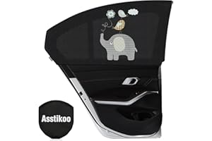 Asstikoo Car Window Shades for Baby, Breathable Car Sun Shades with UV Protection, Universal Fit Stretchable Side Window Sunscreen Sun Shades, Rear Children's Window Shades For Kids (55*100cm, 2 Pack)