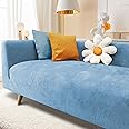 ADOORO Velvet Sofa Slipcover High Stretch Plush Couch Covers Luxury Thick Soft Sofa Cover Washable Furniture Protector,Couch Covers For Dogs,Pets,Kids,Blue,3-Seater(190-230cm/75-91inch)