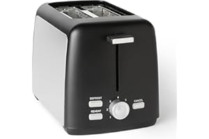 ‎AMAZON BASICS Amazon Basics 2-Scheiben Toaster mit 7 Bräunungsstufen und Herausnehmbarer Krümelschublade, Extra Breite Schlitze, 800W, Schwarz