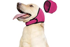 PAWIVID Paraorecchie per Cane Impermeabile - Paraorecchie Anti-Scosse & Cappuccio Lenitivo - Prevenzione Ematomi/Bagno/Asciugatura/Ansia Rumore (Rosa, L)