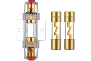 VEXUNGA AGU Inline Fuse Holder With 2pcs 100A AGU Fuse Gold Plated Glass Tube 100 Amp for Car Audio Amplifier Automotive Safety Power Protection