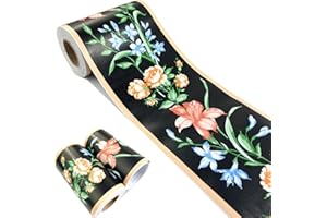 GENERIES BRAND MESOAR Self Adhesive Black Floral Rattan Wallpaper Border Peel Stick Decorative Ceiling Sticker Molding Border 10cm by 32.8ft