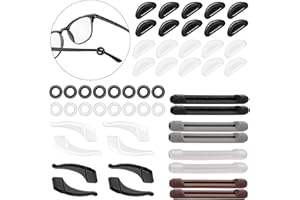SANGFUN Lot de 26 paires d'accessoires de lunettes en silicone antidérapants, supports de lunettes antidérapants, coussinets de nez en silicone, clips pour crochets d'oreille, adaptés aux lunettes,