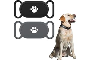 HALIT For Samsung Smart Tag 2, 2 Pcs Cat Collar Holder for Galaxy Smart Tag 2, Anti-Lost and Waterproof Protective Cases Air Tag. Holder or Dog Collar Silicone Accessories (Black,Grey)