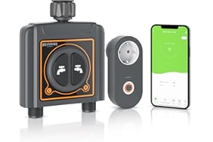 Brandson - 2 Zonen Bewässerungscomputer mit WLAN - WiFi Bewässerungssteuerung Garten 2 Ausgänge - App Smart Life Bewässerungssystem - Bewässerungstimer - Automatische Bewässerung - Regenverzögerung