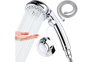 SMYIDEL Soffione doccia, soffione doccia portatile con tubo da 1.5M (senza staffa), 6 impostazioni di getto soffione doccia rimovibile ad alta pressione con interruttore ON/OFF