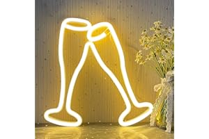 YUEYYNS Enseignes au Néon un Verre à Cocktail,Enseigne au Néon Jaune Verre à vin Enseignes au Néon,Panneau Néon LED pour Verre à vin pour Mur Cocktail Néon Décoratif pour Chambre Bar Restaurant