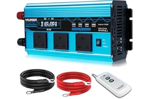 Yinleader Pure Sine Wave Power inverter 3000W /6000W DC 12V to AC 240V voltage converter 4USB & 3 AC sockets