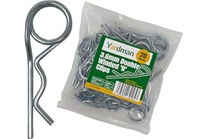 YARDMAN R Clips 20-pcs 3.6mm - Double Winded – Bright Zinc Plated - Locking Hitch Pin – R Shape Coil Cotter Pin - R Split Retaining Hair Pin Clips for Tractors, Trailers, Auto Mechanics