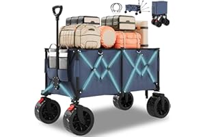 Homall 260L Folding Camping Trolley with Large Wheels Load Capacity of 150KG, XXXL Festival Trolley Heavy Duty Collapsible Cart for Outdoor Garden Beach Picnic Shopping with Adjustable Handle