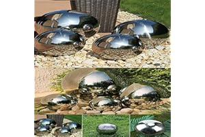 zeeyrak 4Pcs Stainless Steel Gazing Balls, Reflective Garden Polished Hollow Ball, Decorative Mirror Balls For Garden & Ponds