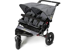 OUT N ABOUT Out ‘n’ About Nipper Double Stroller | Tandem Pushchair | Newborn - 4 Years | All-Terrain Twin Buggy | Steel Grey