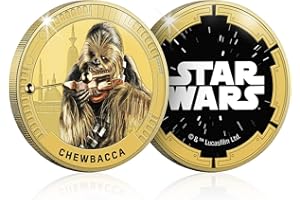 FANTASY CLUB Star Wars Trilogía Original Episodios IV - Vi - Chewbacca - Moneda/Medalla Conmemorativa acuñada con baño en Oro 24 Quilates y Coloreada a 4 Colores - 44mm