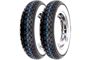 Motocar Reifen Paar GOODRIDE Vintage 3.50-10 51J Piaggio Vespa PX 125/150, Weiß, Grau, Chrom, Scooter-Rad, Rad, Weißwandreifen