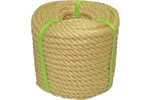 Jalunth Juteseil Hanfseil Natur Juteschnur Dick Sisalseil Jute Tau Sisal Seil Seile Kordel Schnur Hanfschnur für Kratzbaum Garten Tauziehen Schiffstau Fotowand DIY 6 10 14 20 26 30 32 39 51mm/15 30m