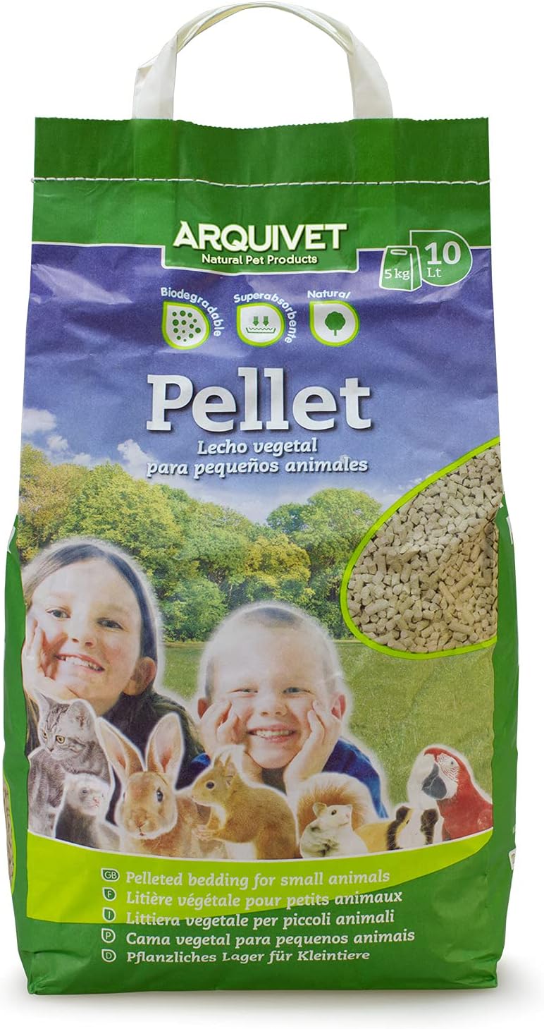 Arquivet Pellet - Lecho higiénico Natural, Vegetal, orgánico para Gatos y pequeños mamíferos roedores, 10 L