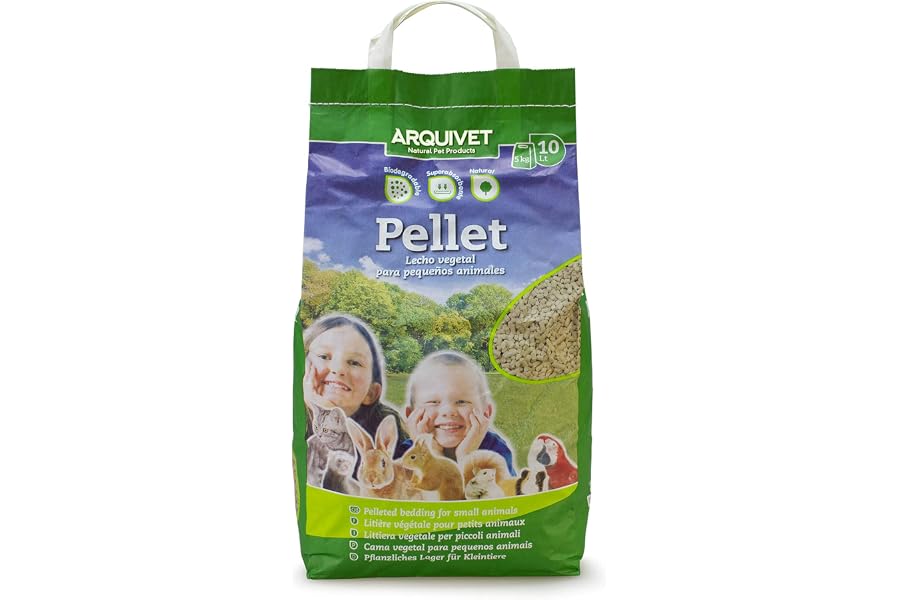 Arquivet Pellet - Lecho higiénico Natural, Vegetal, orgánico para Gatos y pequeños mamíferos roedores, 10 L