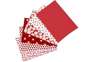 Jukway 6 Stück Baumwollstoff Meterware 50 x 50 cm Patchwork Stoffe zum Nähen Quilten DIY Dekoration Basteln Handwerken, Reine Baumwolle Stoff bedruckte Mustern Stoffpakete (Rot)