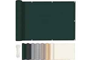 HENG FENG Osłona balkonowa, ogrodzeniowa, HDPE, 95% ochrona przed promieniowaniem UV, na taras, podwórko, basen zewnętrzny, werandę, balustradę, 0,9 x 4 m, ciemnozielona