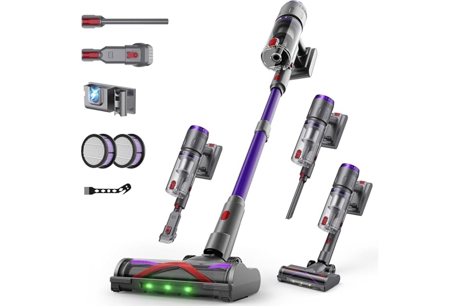 Circlio Wireless Vacuum Cleaner, 600W/58000Pa, 75 Min Wireless Electric Vacuum Cleaner with LED Touchscreen, Self-Supporting Anti-Winding for Carpets/Floors/Animal Hair