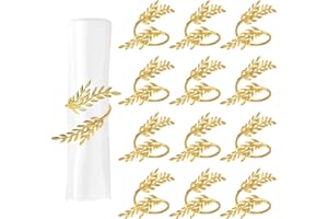 CATOR Pack of 12 napkin rings, gold, metal napkin rings, appearance of leaves, napkin buckles, suitable for wedding, Christmas, family reunion, table decoration
