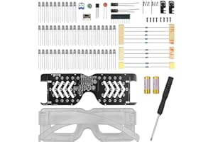 DollaTek Zestaw do samodzielnego lutowania, sterowany muzyk? zestaw okularów LED z bateri?, lampa b?yskowa LED, elektroniczna zabawa masowa