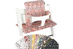 UKJE Cuscino compatibile con Stokke Tripp Trapp - Morbido cuscino per sedile per neonati, bambini e bambini piccoli, Accessori per seggiolone, Inserto in tessuto di cotone (Fiori rosa)