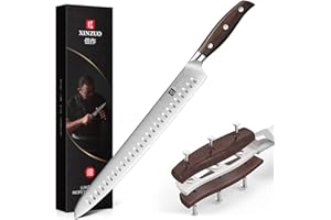 XINZUO Acciaio Inossidabile Tedesco 1.4116 Coltello per Affettare 30cm -Multifunzione Coltello per Barbecue Cucina Professionale Coltelli Prosciutto per Affettare -Manico in Red Sandalwood