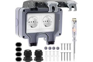 BEIZKNA Prese Elettriche da Muro Presa da Esterno Impermeabile IP66 Resistente Alle Intemperie Da Incasso con Messa a Terra per Ambienti Umidi per Bagni, Giardini, Tettoie, Piscine