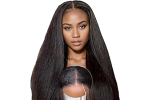 EINBEAUTY Wear & Go Glueless Pre-Cut Lace Perruque Kinky Straight Wig For Women No Glue Pre Plucked 4x4 Lace Wig Human Hair Pre-Bleacheted Knots Transparent Lace Wigs Beginner Friendly 180% Density 20Inch