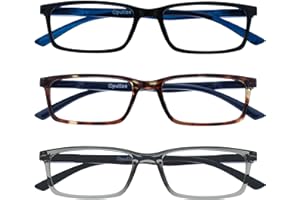 OPULIZE SEE Occhiali da lettura uomo e donna, Anti Luce Blu con Lenti Antibagliore, Protezione UV, Montatura Rettangolare, Cerniere a Molla